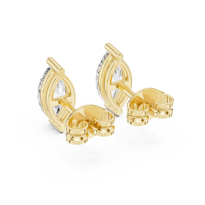 Marquise Cut Lab Grown Diamond Hoop Earrings in Yellow Gold