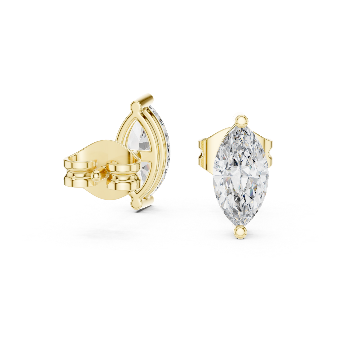 Marquise Cut Lab Grown Diamond Hoop Earrings in Yellow Gold