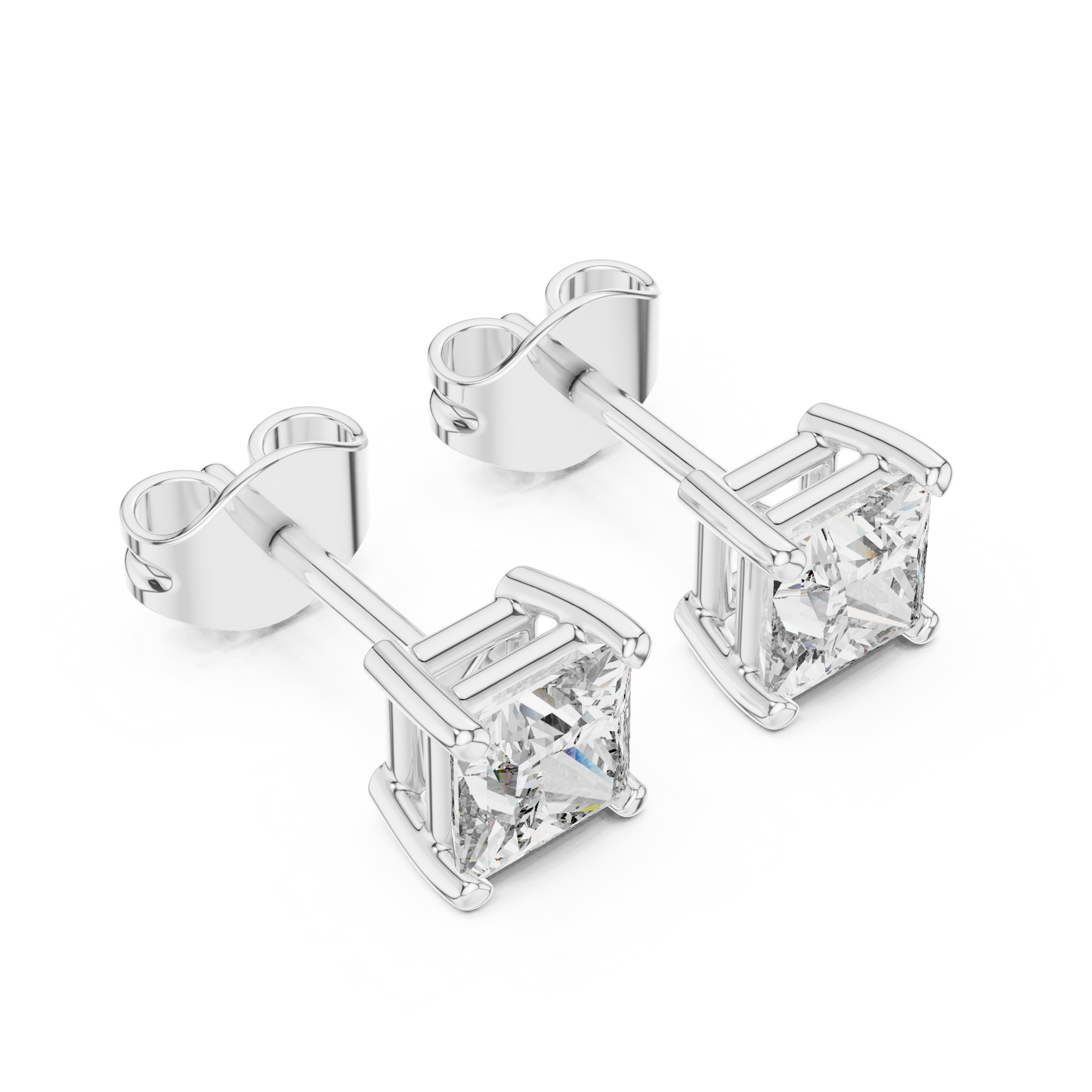 Princess Cut Lab Grown Diamond Hoop Earrings in White Gold