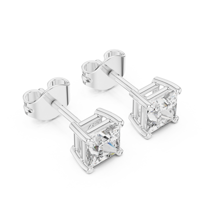Princess Cut Lab Grown Diamond Hoop Earrings in White Gold