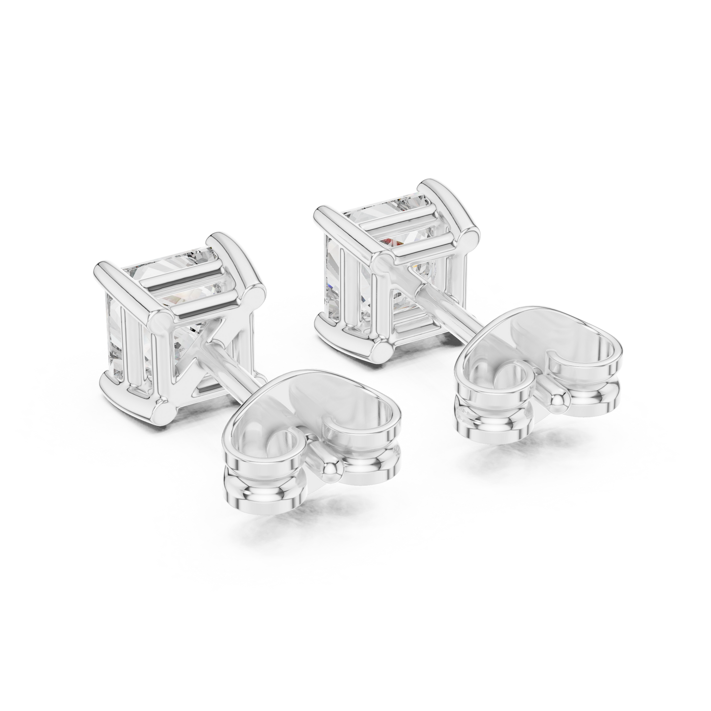 Princess Cut Lab Grown Diamond Hoop Earrings in White Gold