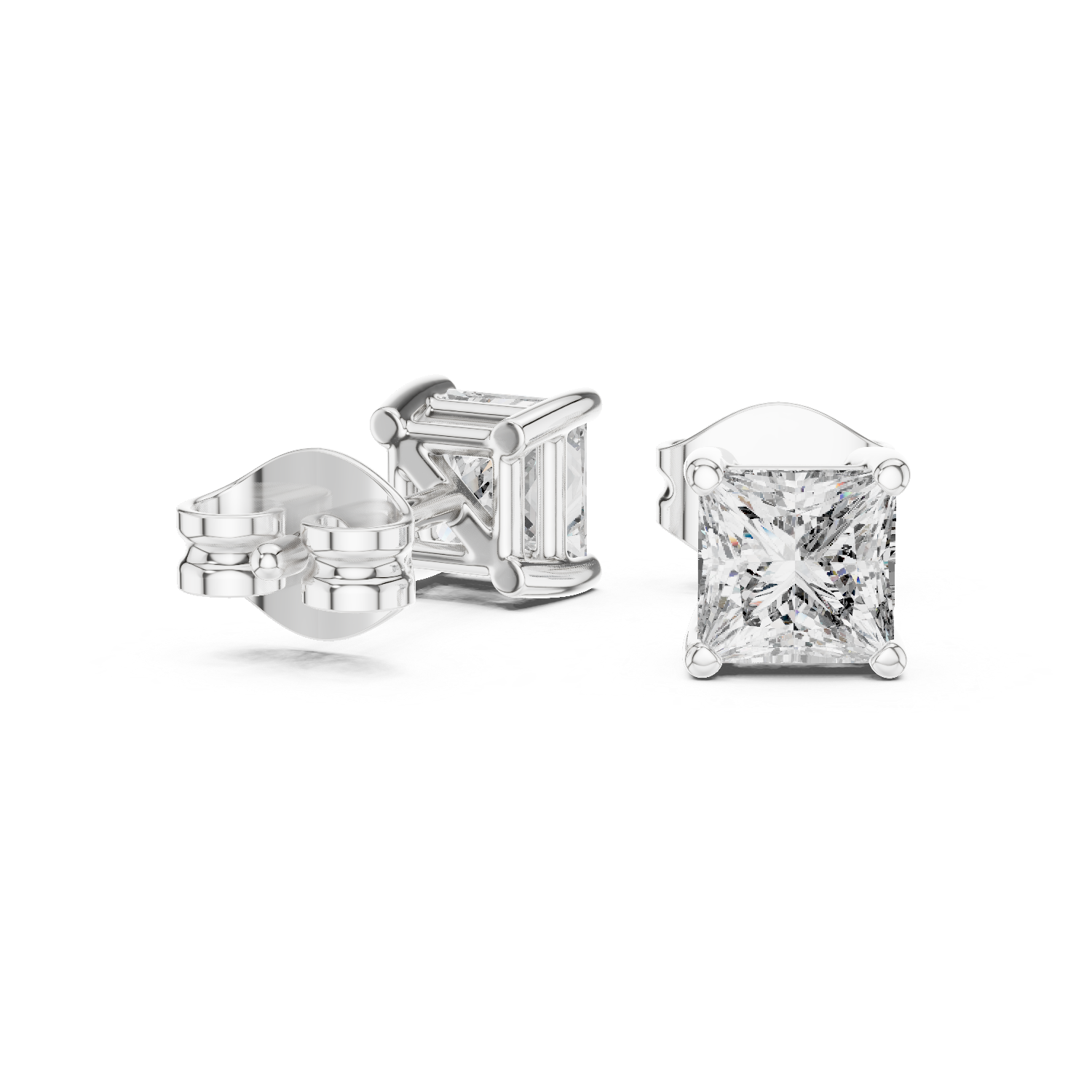 Princess Cut Lab Grown Diamond Hoop Earrings in Platinum
