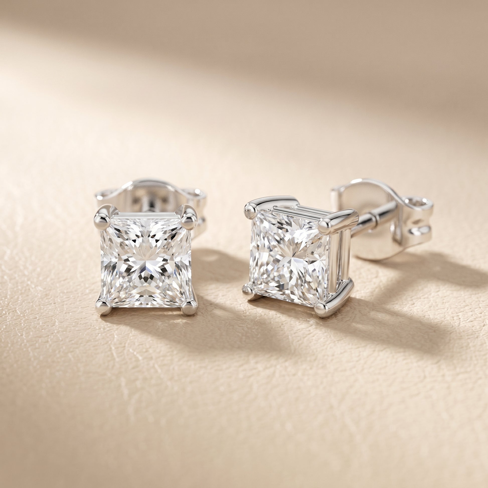 Princess Cut Lab Grown Diamond Hoop Earrings in Platinum