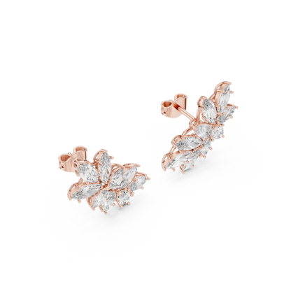 Marquise Pear Cut Lab Grown Diamond Stud Earrings in Rose Gold