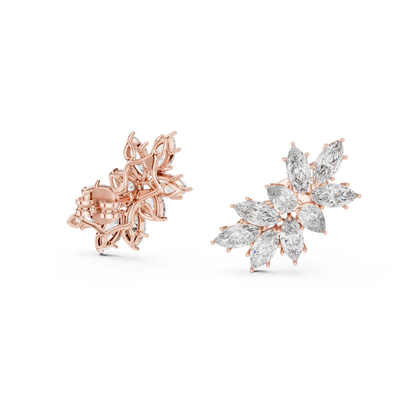 Marquise Pear Cut Lab Grown Diamond Stud Earrings in Rose Gold