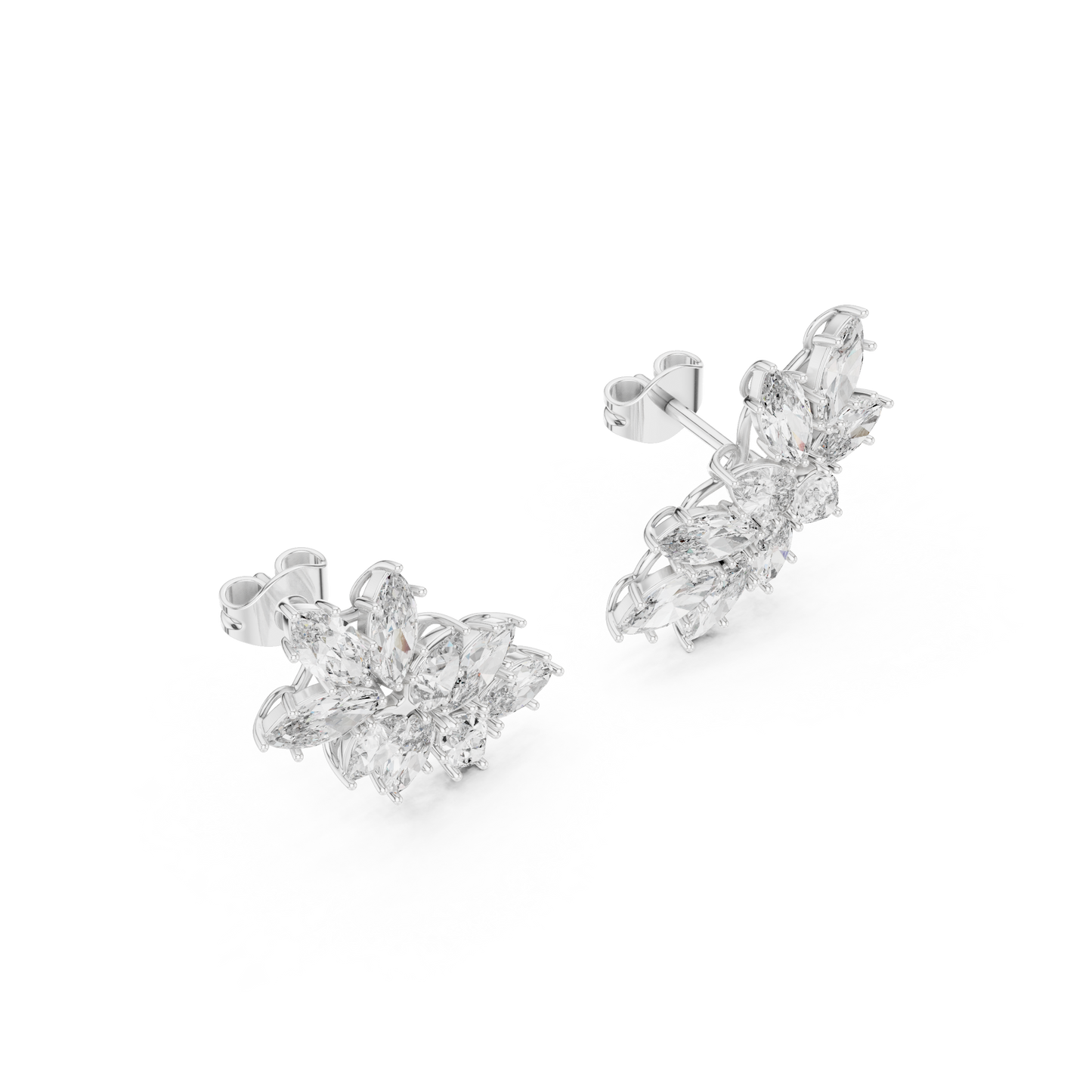 Marquise Pear Cut Lab Grown Diamond Stud Earrings in White Gold