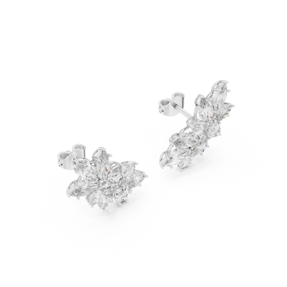 Marquise Pear Cut Lab Grown Diamond Stud Earrings in Silver