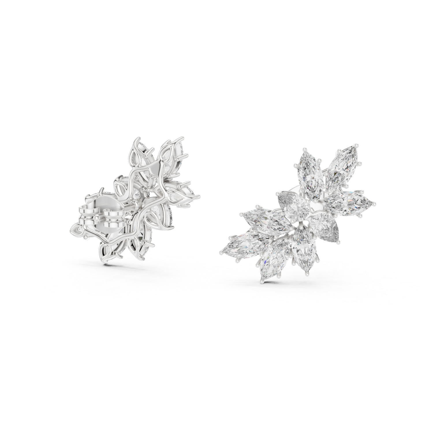 Marquise Pear Cut Lab Grown Diamond Stud Earrings in Platinum