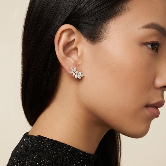 Marquise Pear Cut Lab Grown Diamond Stud Earrings in Yellow Gold