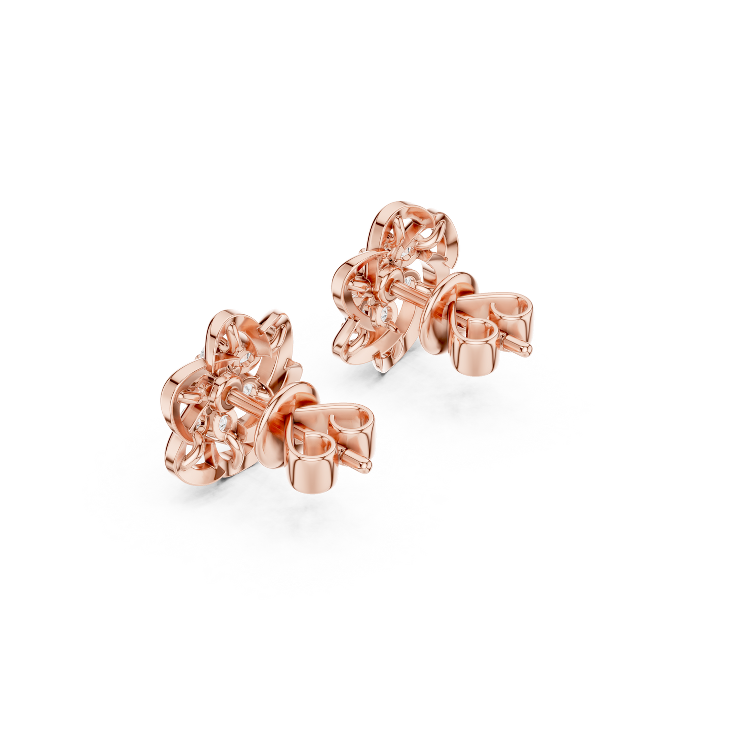 Round Cut Lab Grown Diamond Stud Earrings in Rose Gold