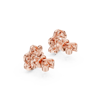Round Cut Lab Grown Diamond Stud Earrings in Rose Gold