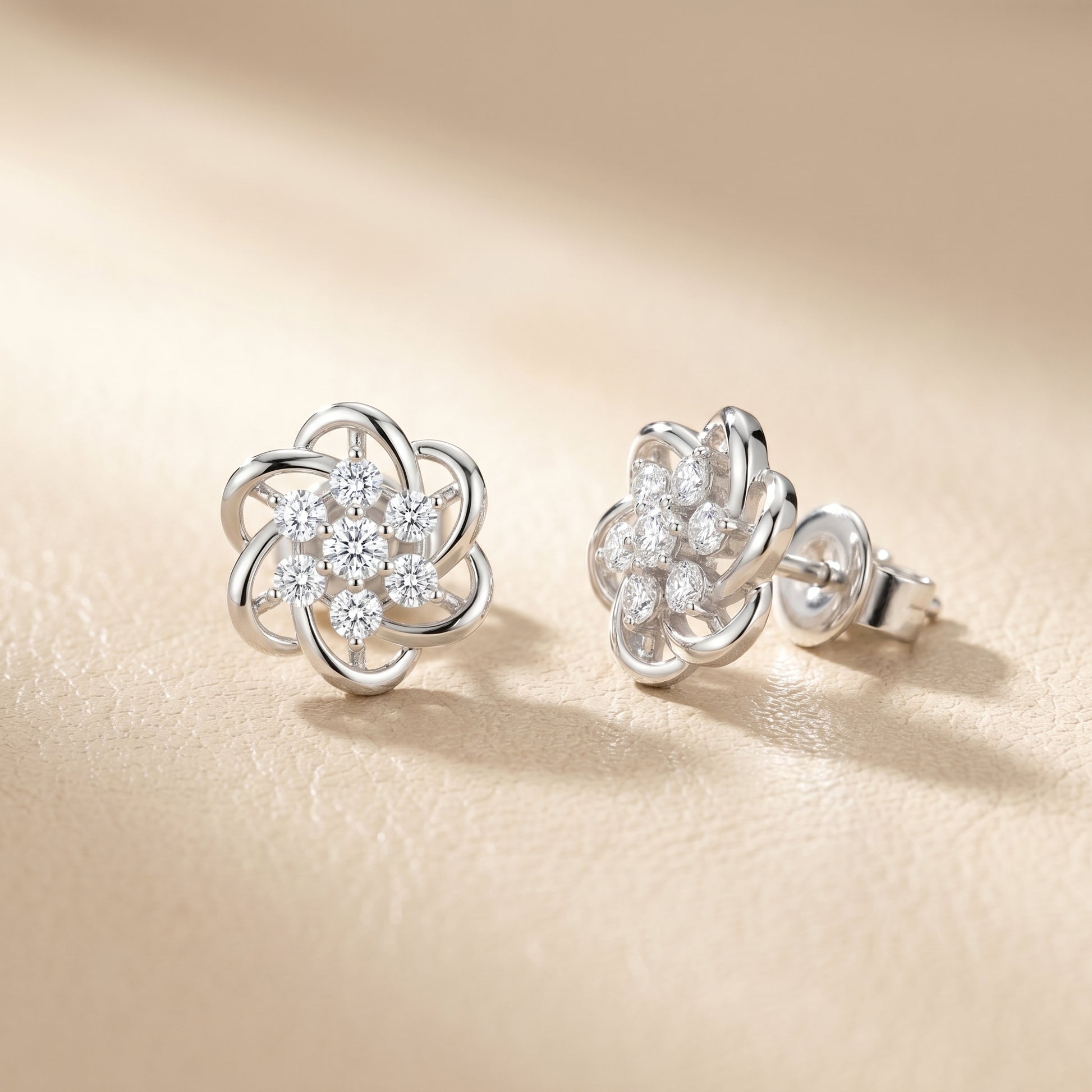 Round Cut Lab Grown Diamond Stud Earrings in Platinum