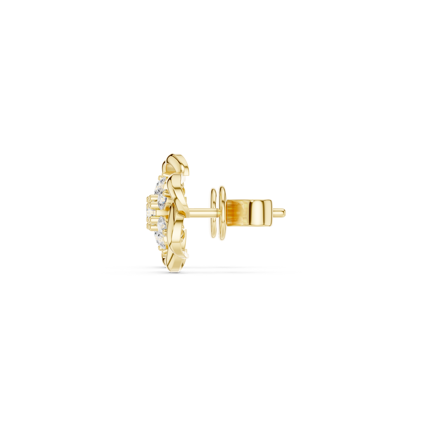 Round Cut Lab Grown Diamond Stud Earrings in Yellow Gold