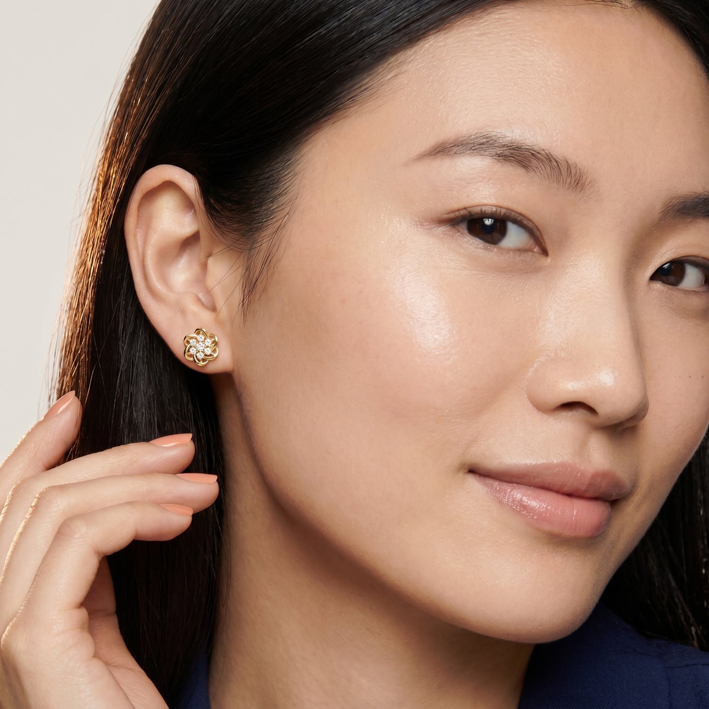 Round Cut Lab Grown Diamond Stud Earrings in Yellow Gold