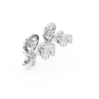 Marquise Round Cut Lab Grown Diamond Stud Earrings in White Gold