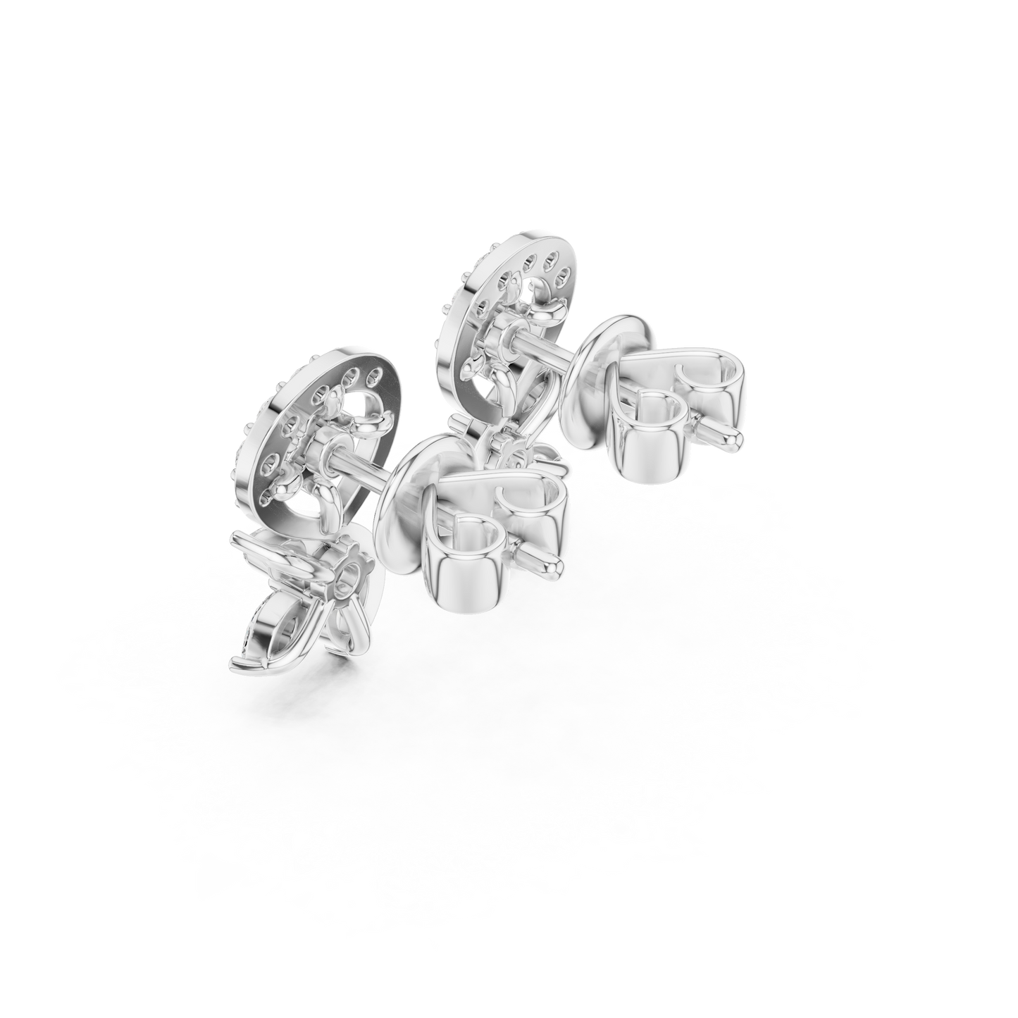 Marquise Round Cut Lab Grown Diamond Stud Earrings in Platinum