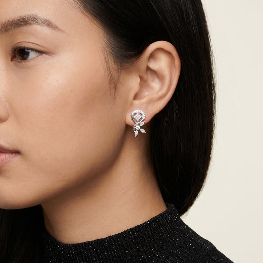 Marquise Round Cut Lab Grown Diamond Stud Earrings in White Gold