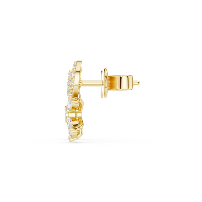 Marquise Round Cut Lab Grown Diamond Stud Earrings in Yellow Gold