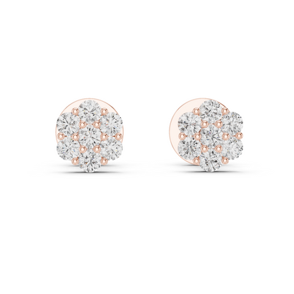 Round Cut Lab Grown Diamond Stud Earrings in Rose Gold