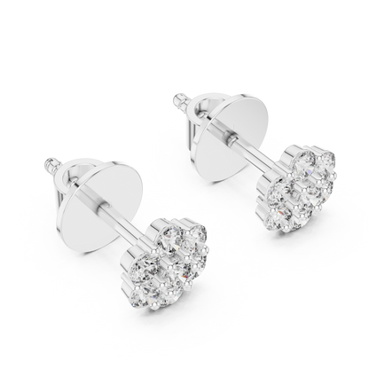 Round Cut Lab Grown Diamond Stud Earrings in White Gold