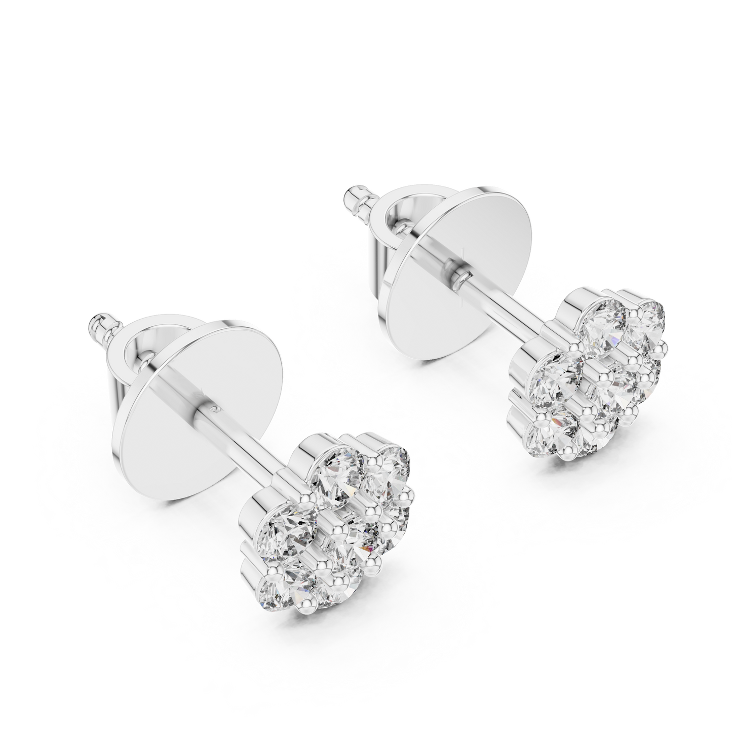 Round Cut Lab Grown Diamond Stud Earrings in Silver
