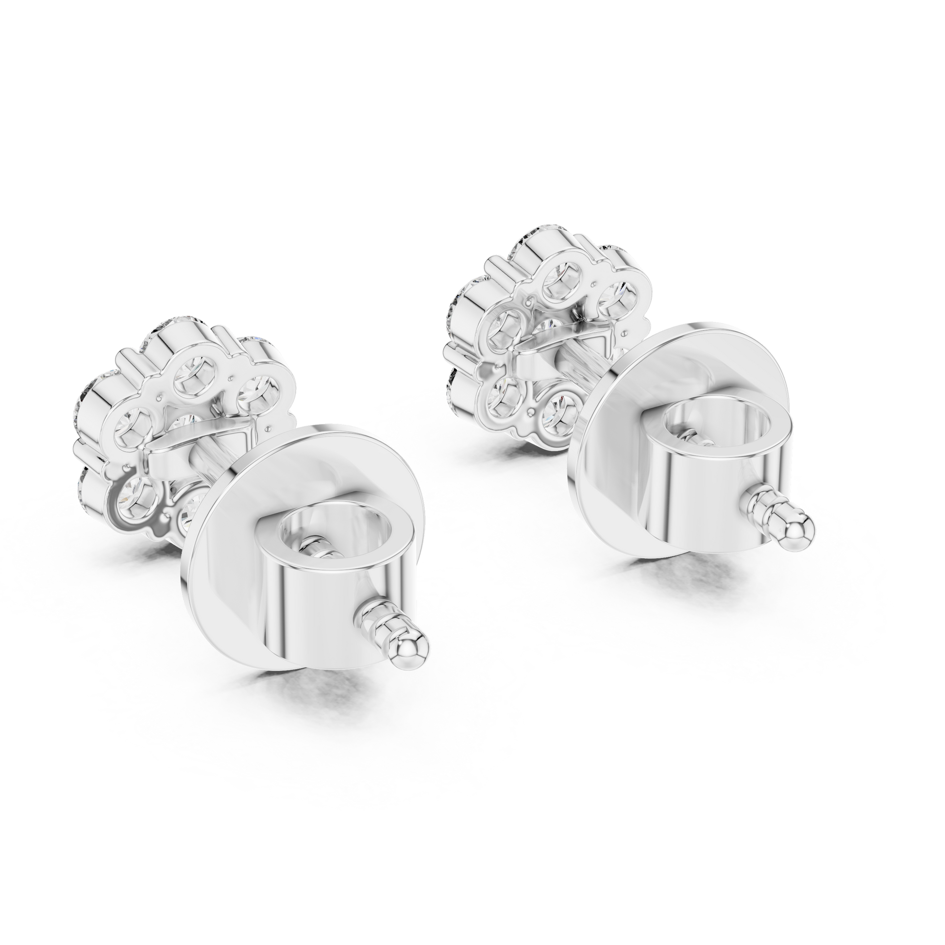 Round Cut Lab Grown Diamond Stud Earrings in White Gold