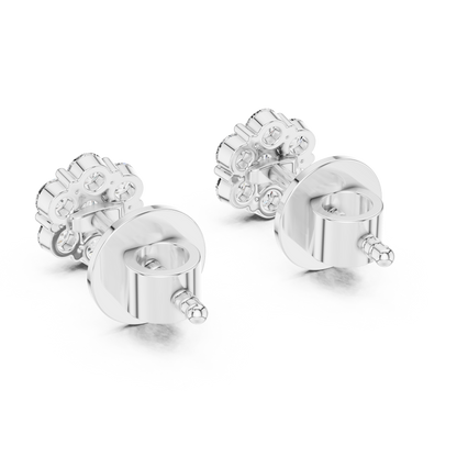 Round Cut Lab Grown Diamond Stud Earrings in White Gold