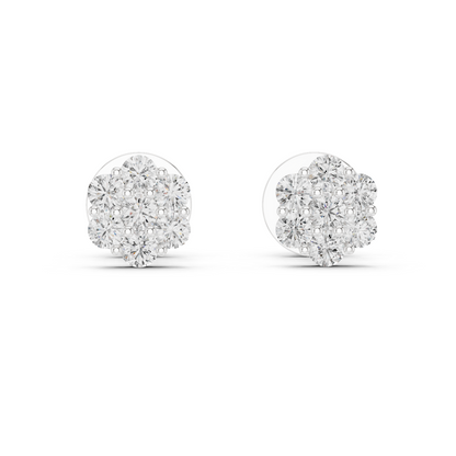 Round Cut Lab Grown Diamond Stud Earrings in Platinum