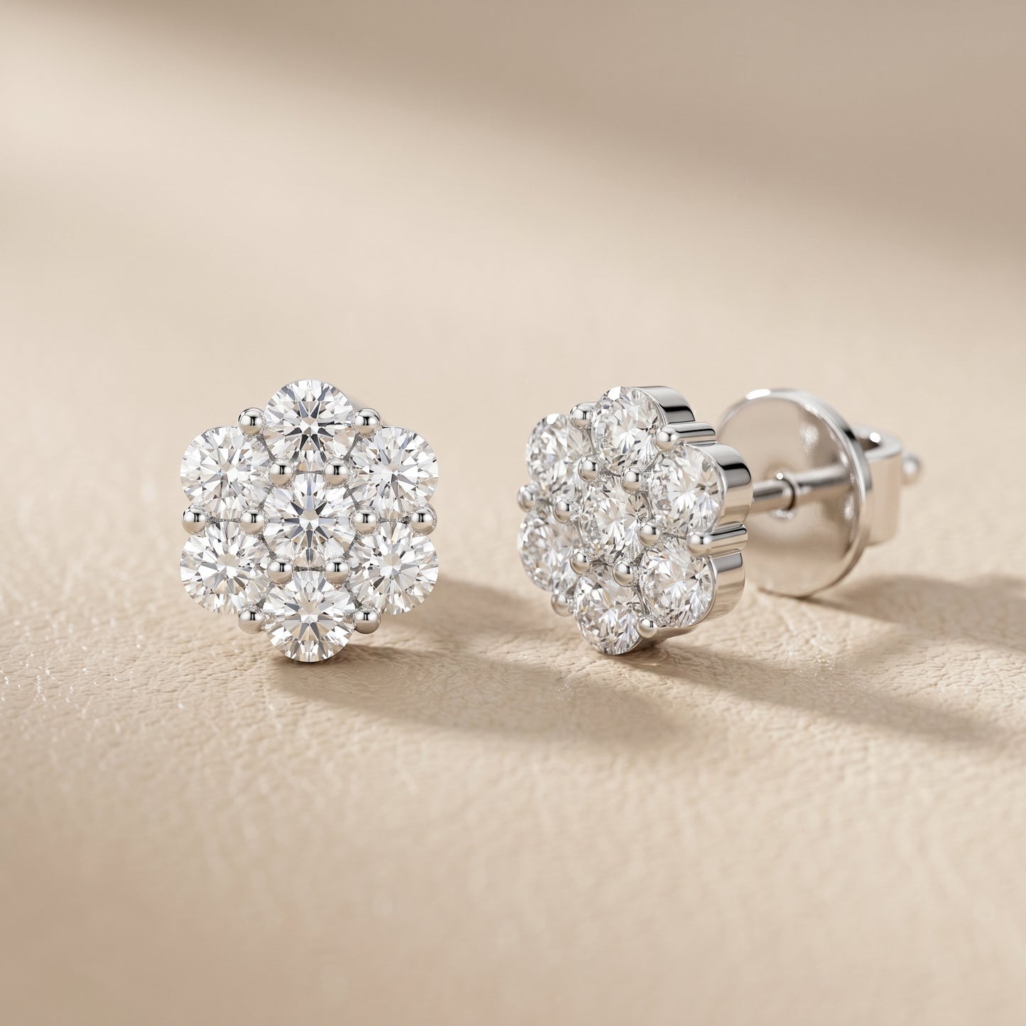 Round Cut Lab Grown Diamond Stud Earrings in Platinum