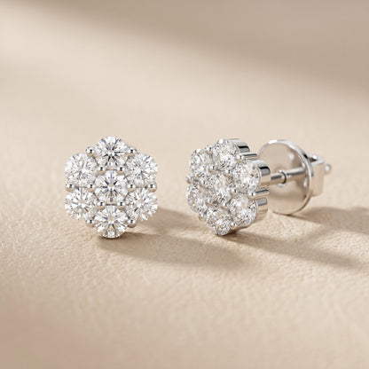 Round Cut Lab Grown Diamond Stud Earrings in Platinum