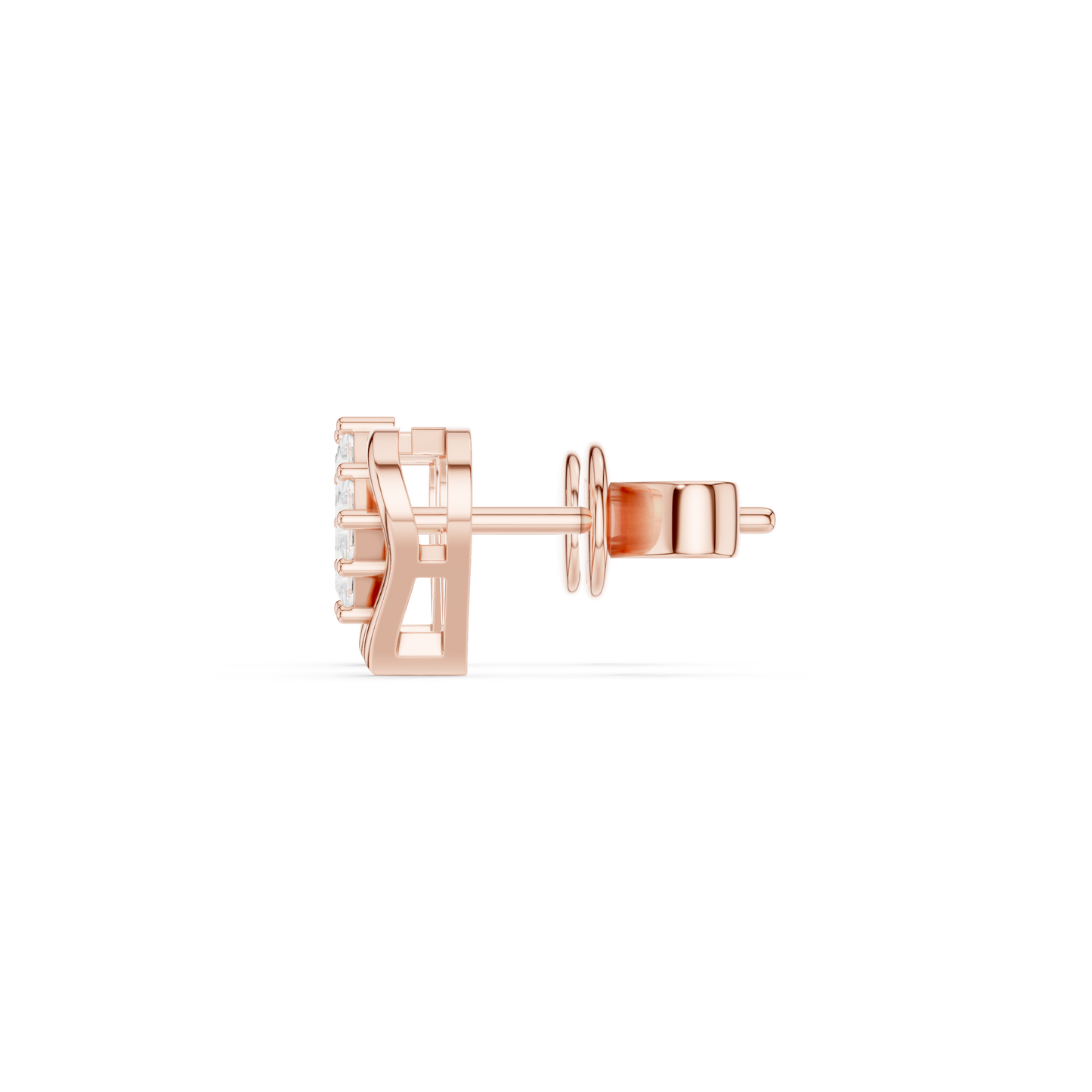 Princess Cut Lab Grown Diamond Stud Earrings in Rose Gold