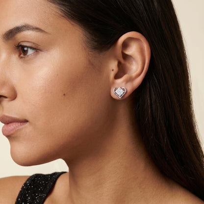 Princess Cut Lab Grown Diamond Stud Earrings in White Gold