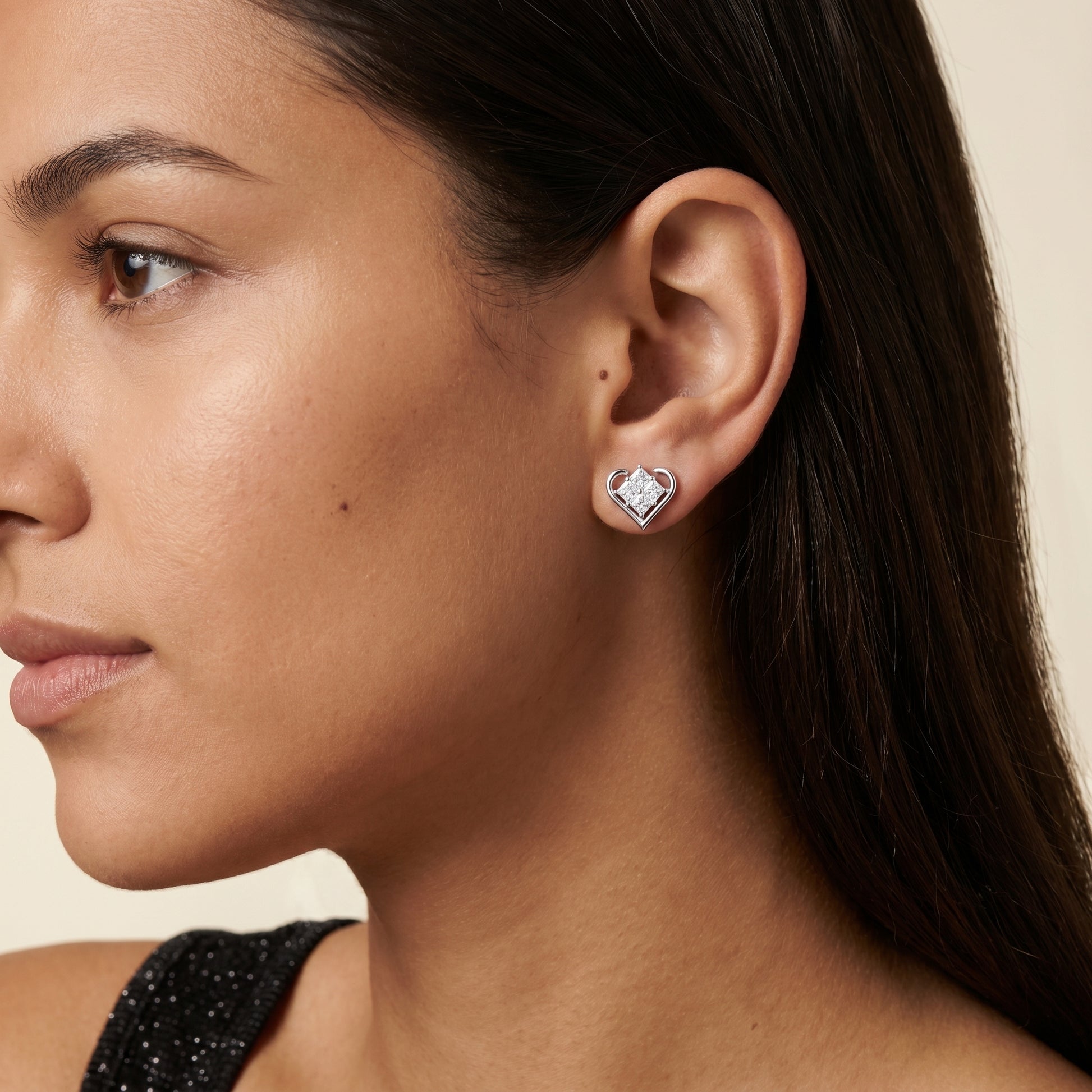 Princess Cut Lab Grown Diamond Stud Earrings in Platinum