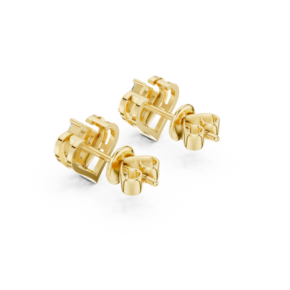 Princess Cut Lab Grown Diamond Stud Earrings in Yellow Gold