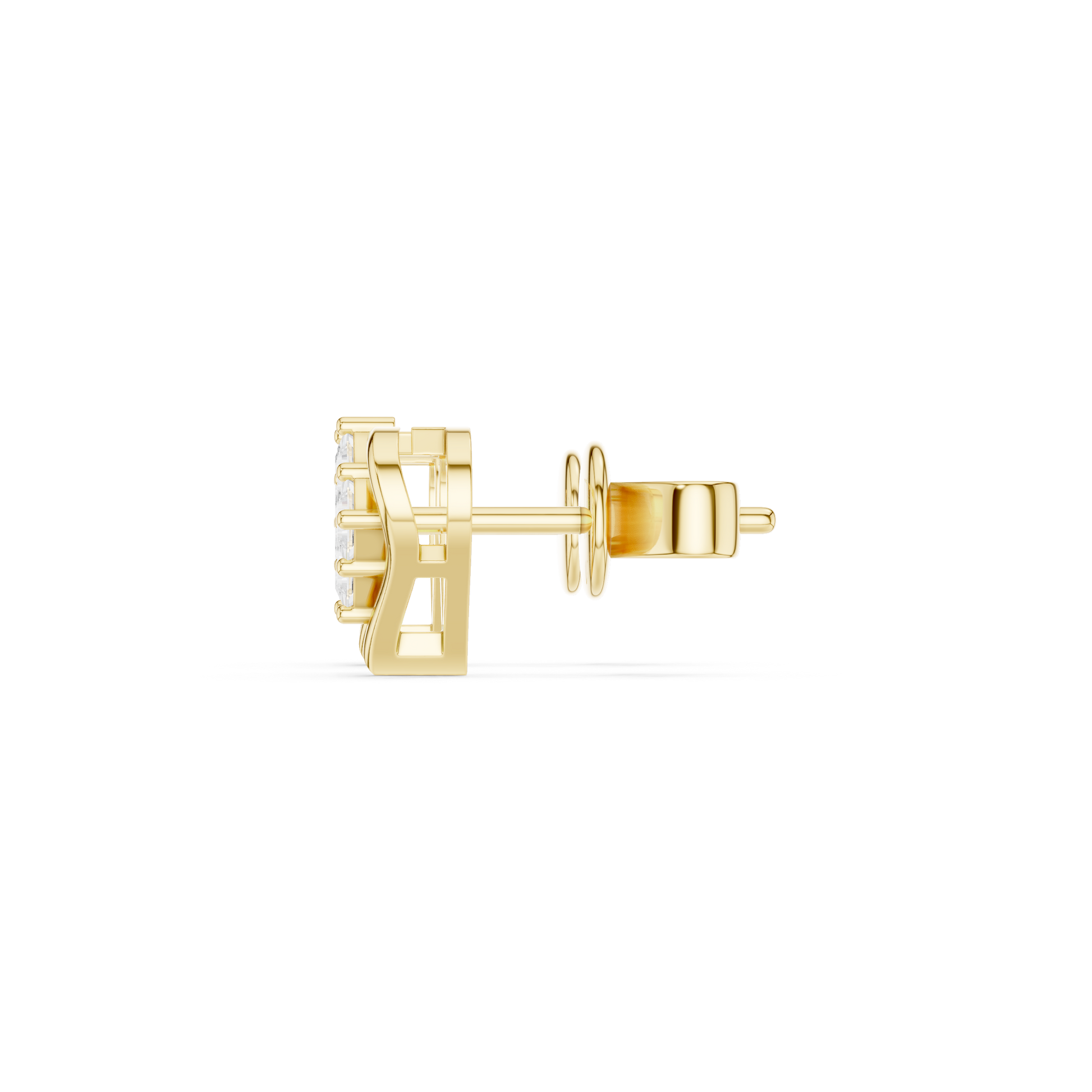 Princess Cut Lab Grown Diamond Stud Earrings in Yellow Gold