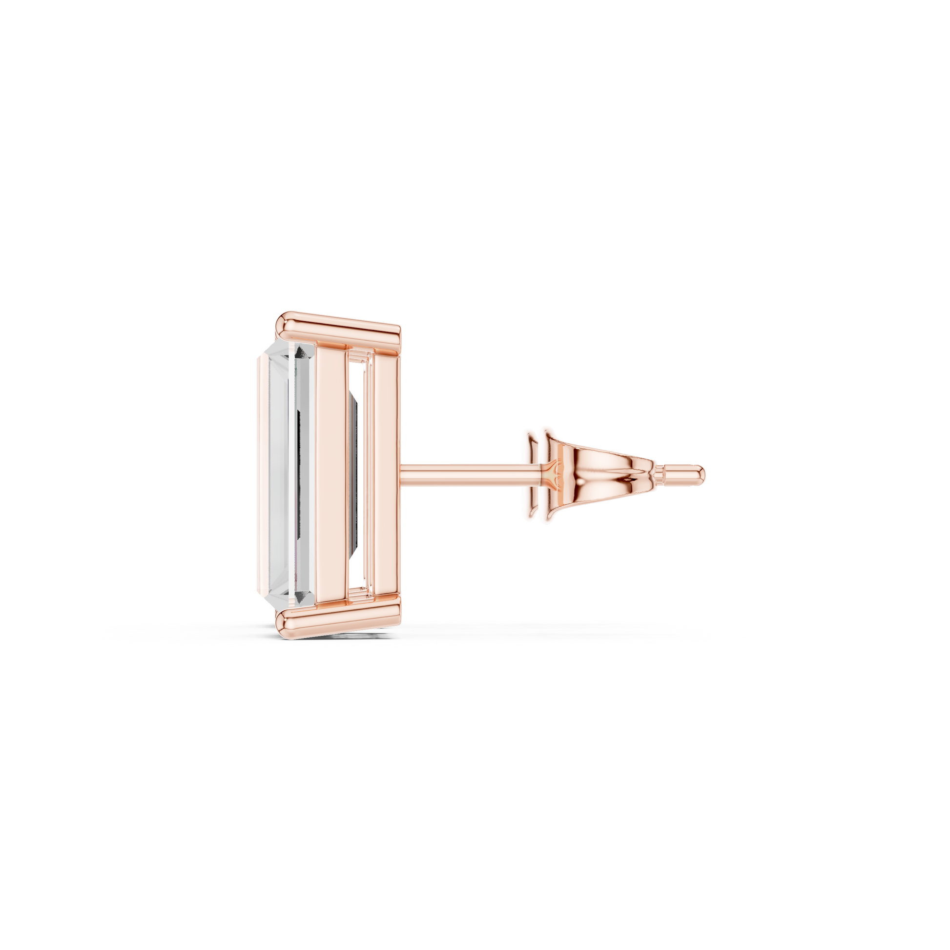 Emerald Cut Lab Grown Diamond Stud Earrings in Rose Gold