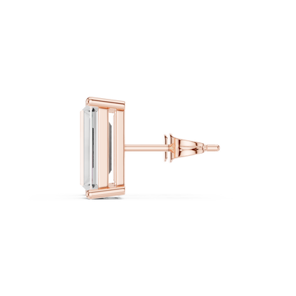 Emerald Cut Lab Grown Diamond Stud Earrings in Rose Gold