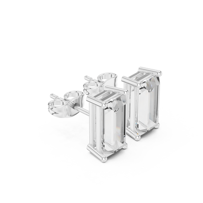 Emerald Cut Lab Grown Diamond Stud Earrings in Platinum