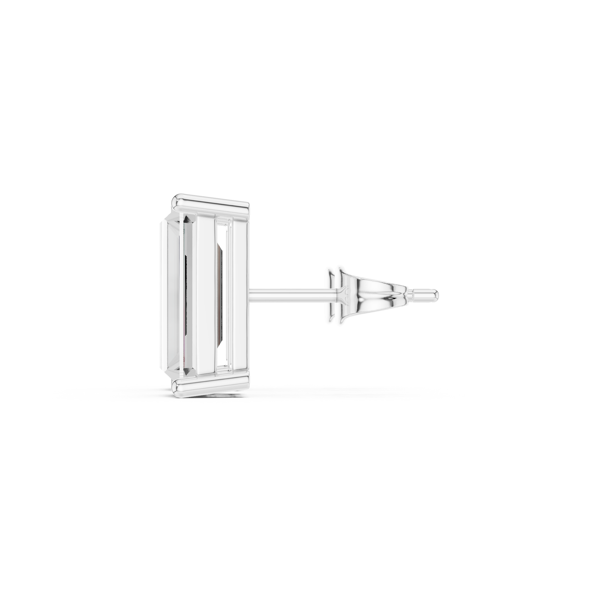 Emerald Cut Lab Grown Diamond Stud Earrings in Silver