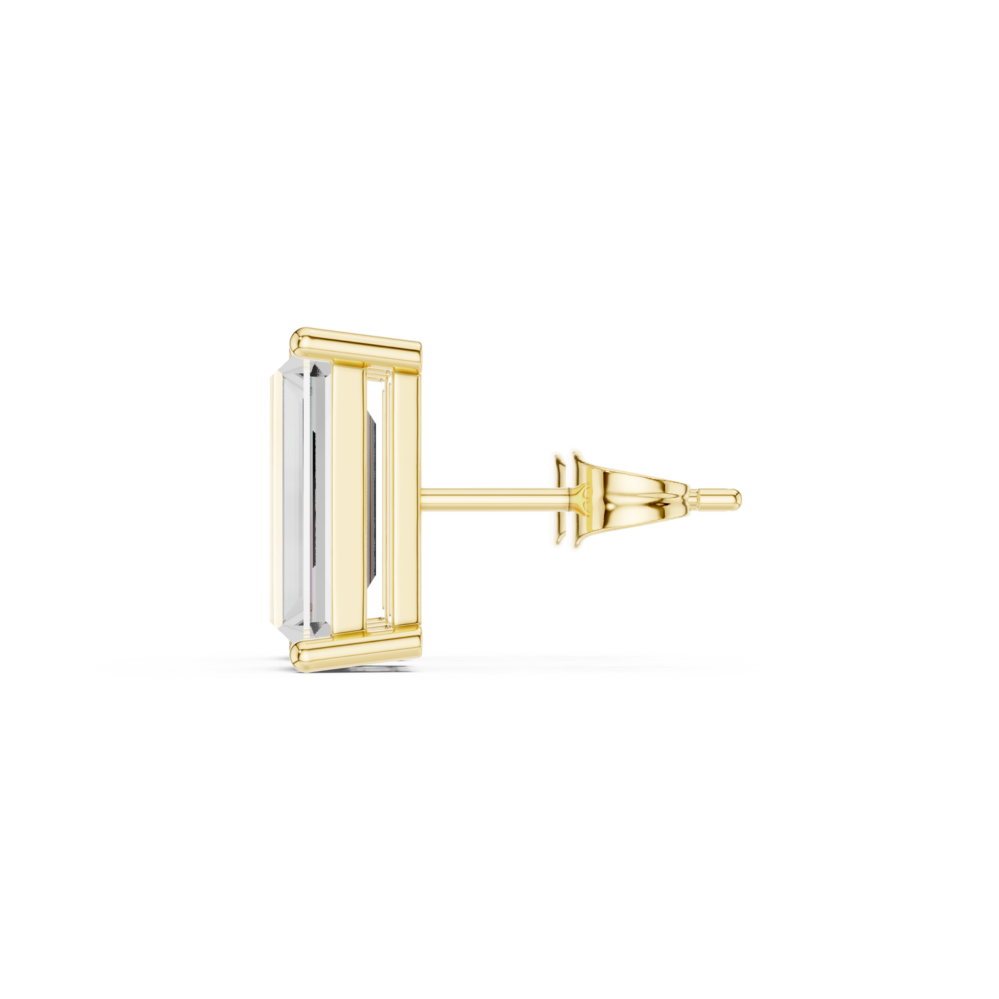 Emerald Cut Lab Grown Diamond Stud Earrings in Yellow Gold