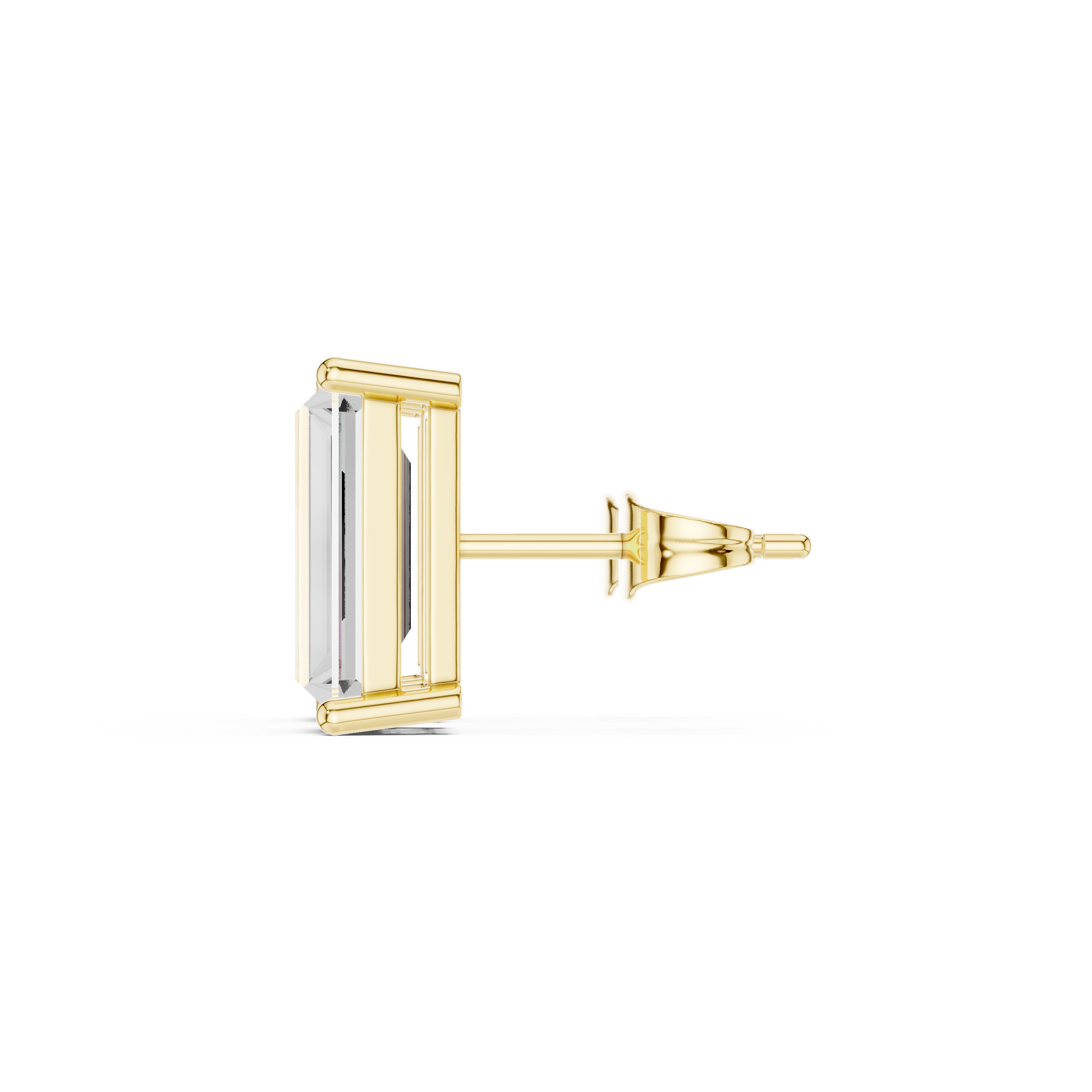 Emerald Cut Lab Grown Diamond Stud Earrings in Yellow Gold