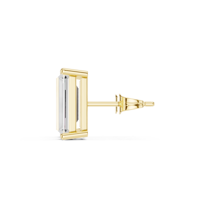 Emerald Cut Lab Grown Diamond Stud Earrings in Yellow Gold