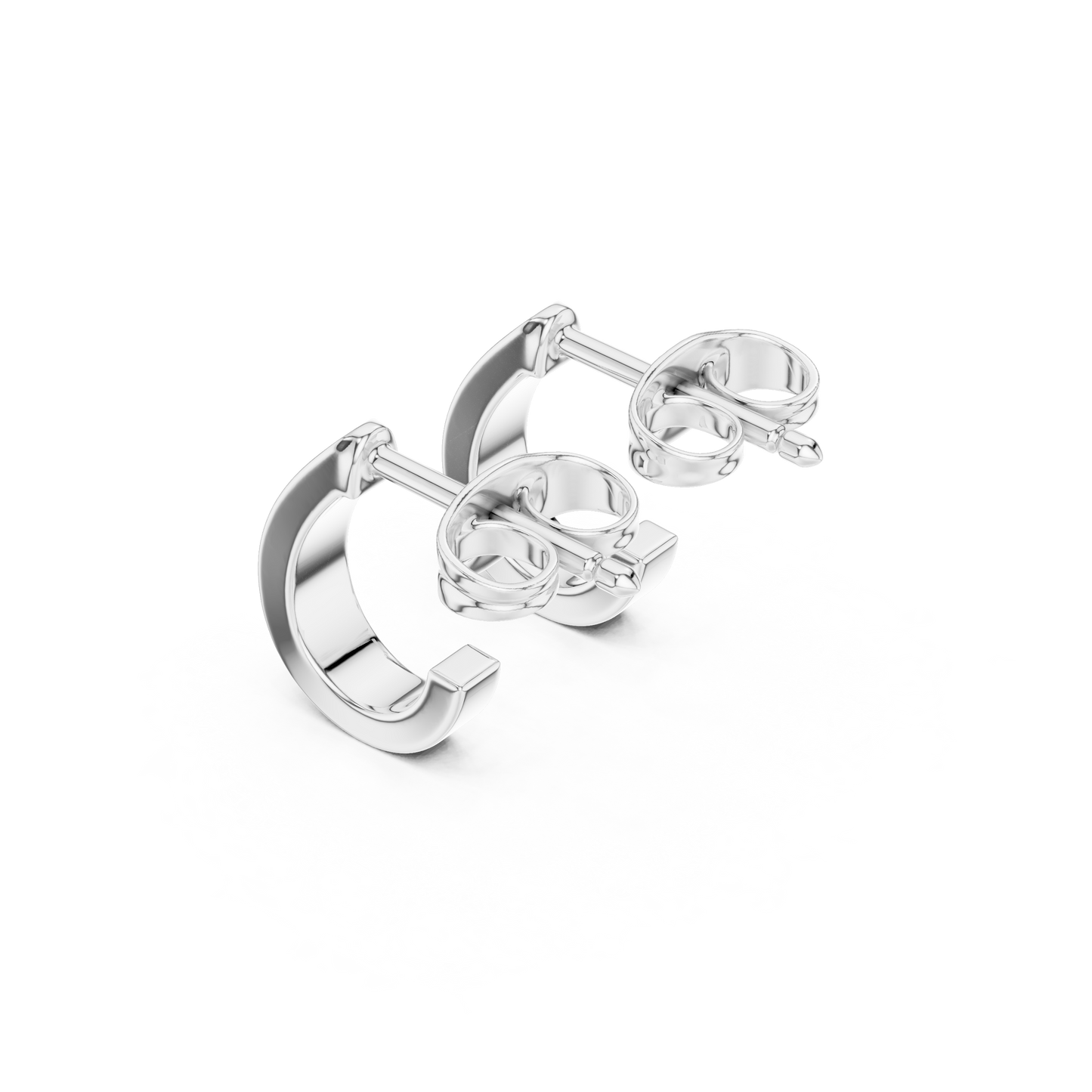 Round Cut Lab Grown Diamond Huggie Earrings in White Gold
