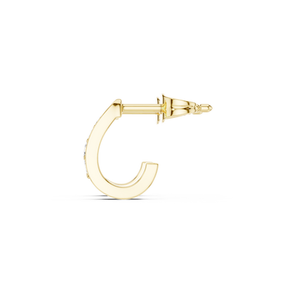 Round Cut Lab Grown Diamond Huggie Earrings in Yellow Gold