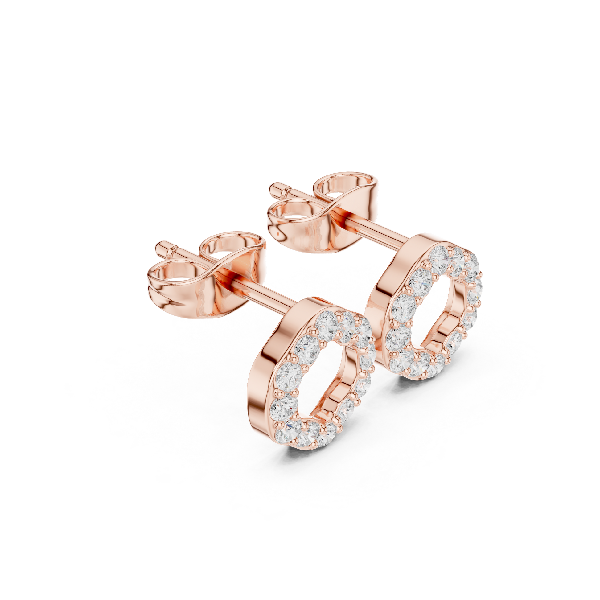 Round Cut Lab Grown Diamond Stud Earrings in Rose Gold