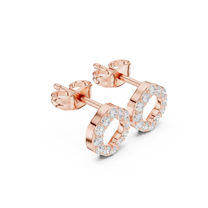 Round Cut Lab Grown Diamond Stud Earrings in Rose Gold