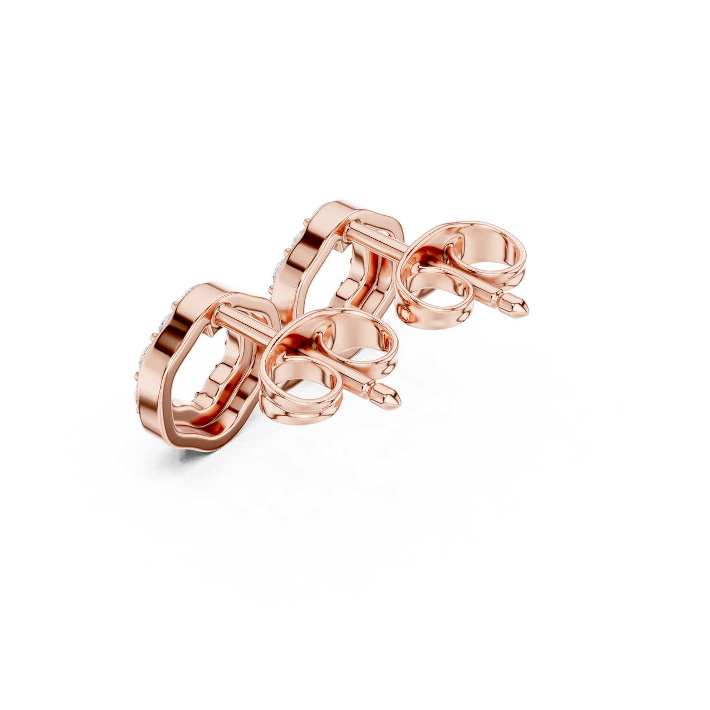 Round Cut Lab Grown Diamond Stud Earrings in Rose Gold