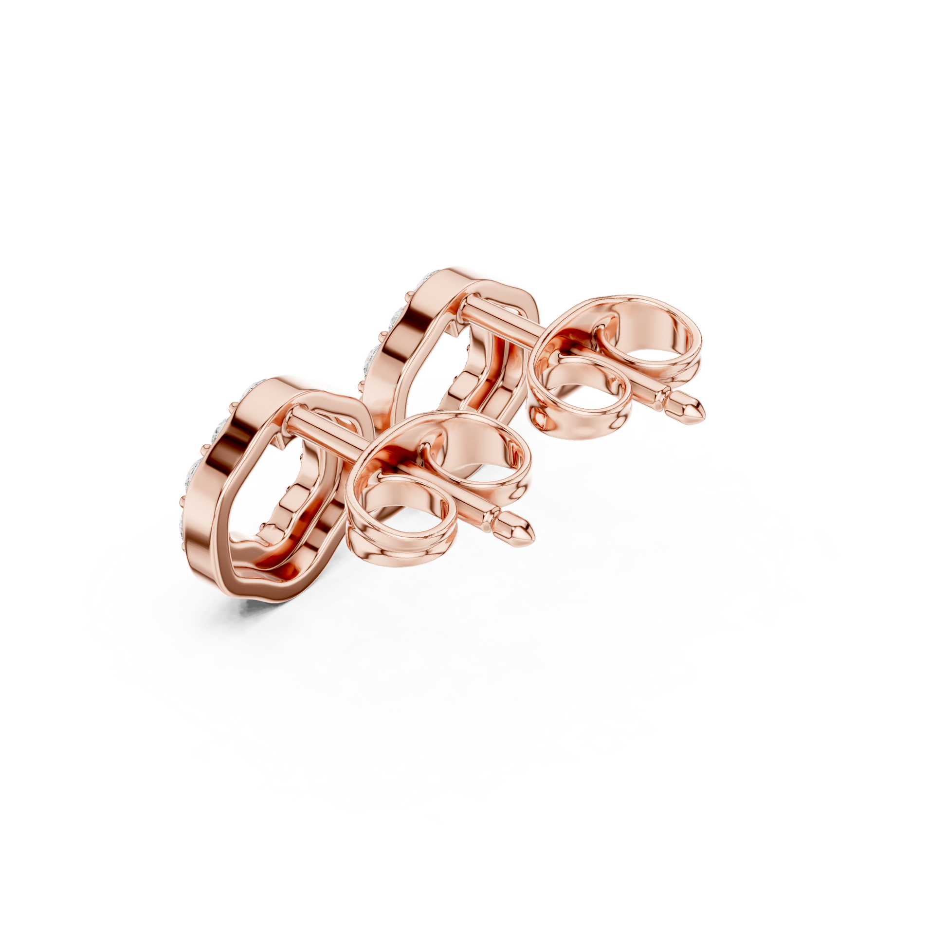 Round Cut Lab Grown Diamond Stud Earrings in Rose Gold