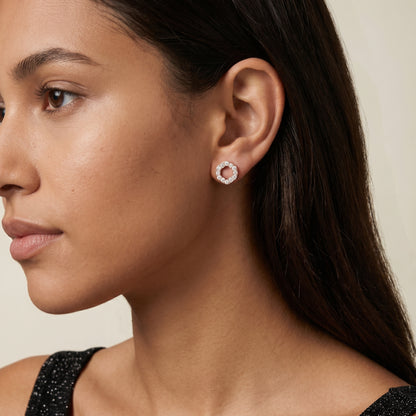 Round Cut Lab Grown Diamond Stud Earrings in Rose Gold