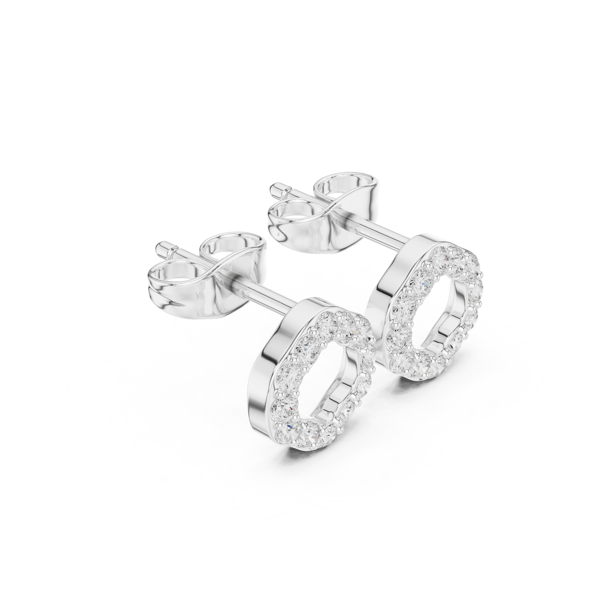 Round Cut Lab Grown Diamond Stud Earrings in White Gold